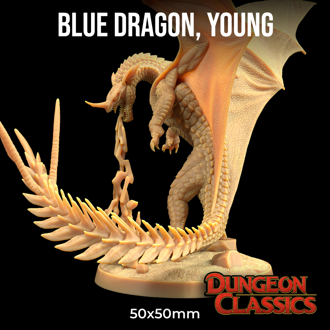 Young Blue Dragon | PRESUPPORTED | Dungeon Classics